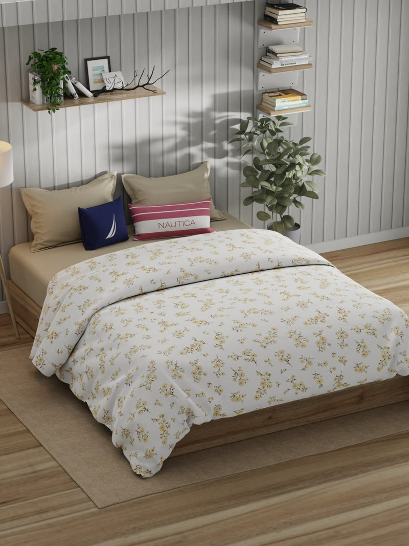Super Fine 100% Egyptian Satin Cotton Comforter For All Weather <small> (floral-ivory)</small>