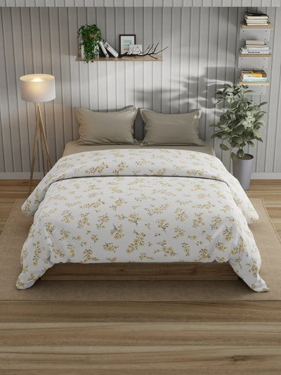 Super Fine 100% Egyptian Satin Cotton Comforter For All Weather <small> (floral-ivory)</small>