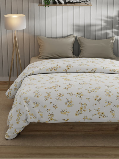Super Fine 100% Egyptian Satin Cotton Comforter For All Weather <small> (floral-ivory)</small>