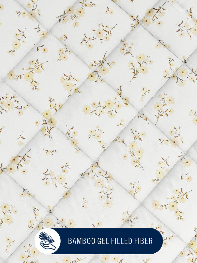 Super Fine 100% Egyptian Satin Cotton Comforter For All Weather <small> (floral-ivory)</small>