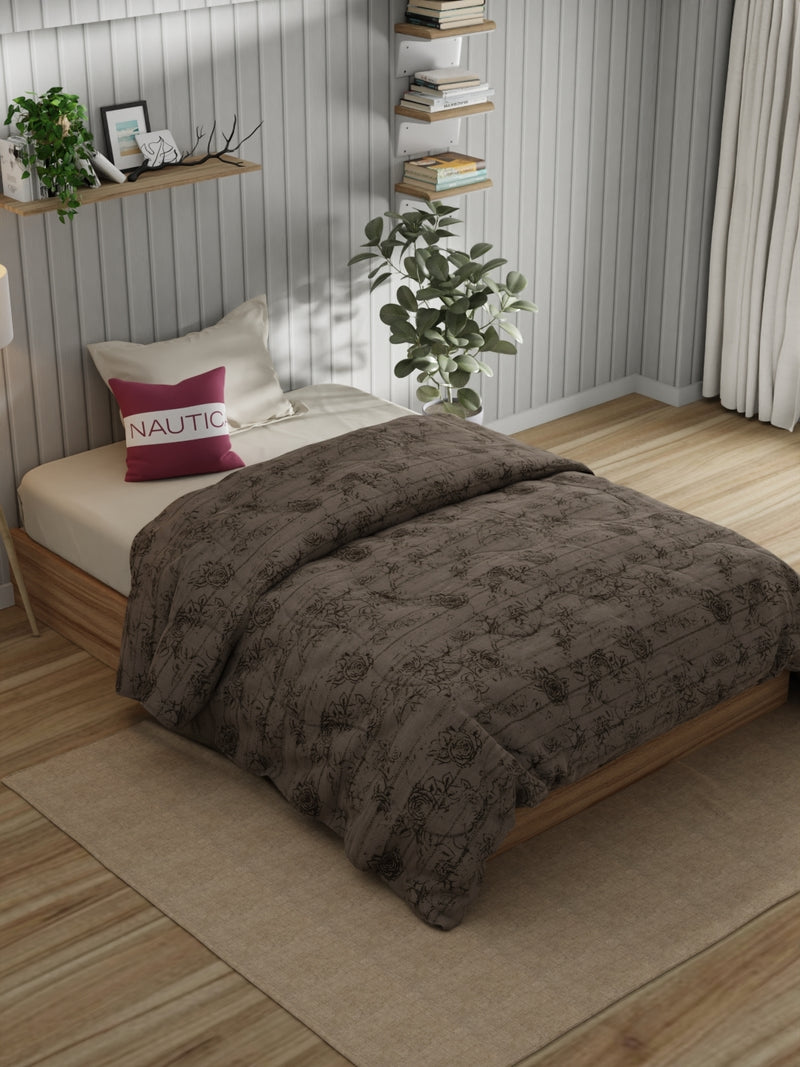 Super Fine 100% Egyptian Satin Cotton Comforter For All Weather <small> (floral-lt.grey)</small>