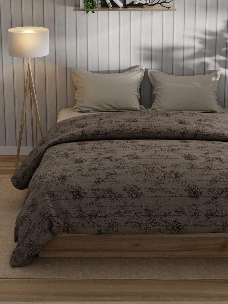 Super Fine 100% Egyptian Satin Cotton Comforter For All Weather <small> (floral-lt.grey)</small>