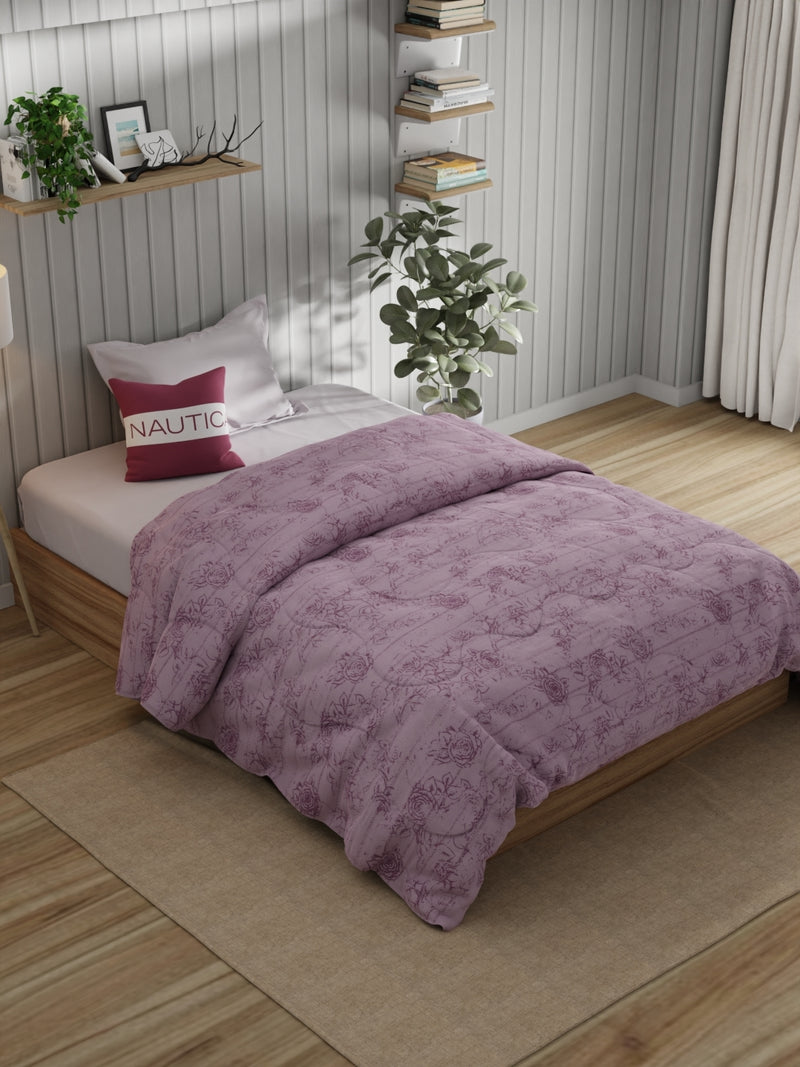 Super Fine 100% Egyptian Satin Cotton Comforter For All Weather <small> (floral-pink)</small>