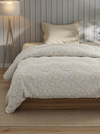 Super Fine 100% Egyptian Satin Cotton Comforter For All Weather <small> (floral-beige)</small>