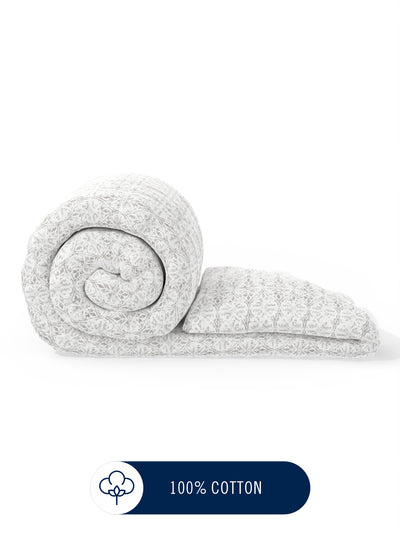 Super Fine 100% Egyptian Satin Cotton Comforter For All Weather <small> (floral-lavender)</small>