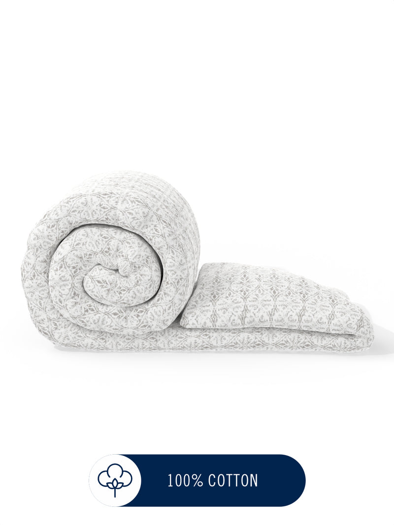 Super Fine 100% Egyptian Satin Cotton Comforter For All Weather <small> (floral-lavender)</small>