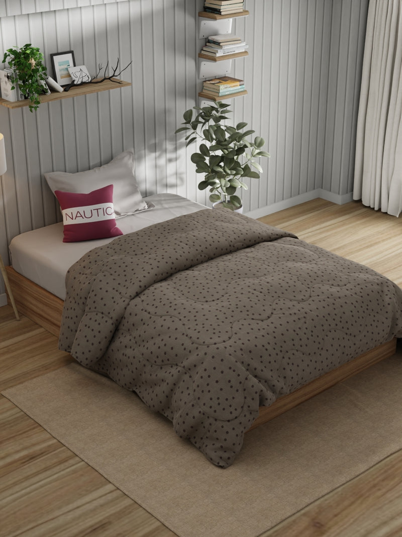 Super Fine 100% Egyptian Satin Cotton Comforter For All Weather <small> (geometric-khaki)</small>