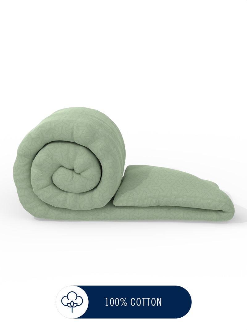 Super Fine 100% Egyptian Satin Cotton Comforter For All Weather <small> (geometric-sage)</small>
