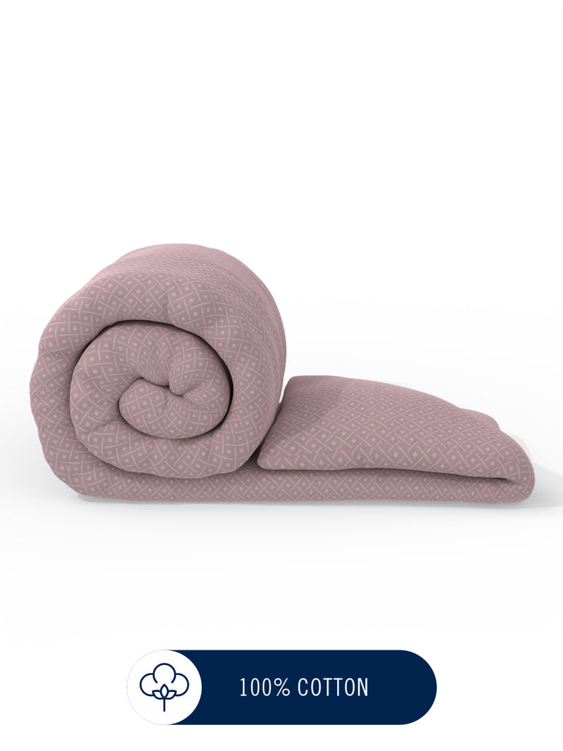 Super Fine 100% Egyptian Satin Cotton Comforter For All Weather <small> (geometric-pink)</small>