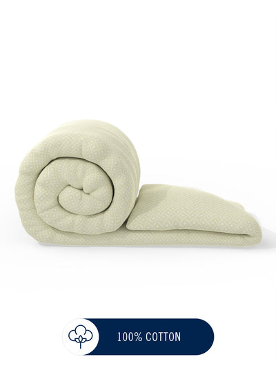 Super Fine 100% Egyptian Satin Cotton Comforter For All Weather <small> (geometric-lt.sage)</small>