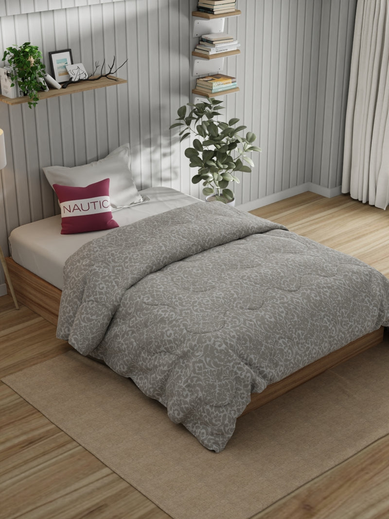 Super Fine 100% Egyptian Satin Cotton Comforter For All Weather <small> (floral-taupe)</small>