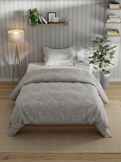 Super Fine 100% Egyptian Satin Cotton Comforter For All Weather <small> (floral-taupe)</small>