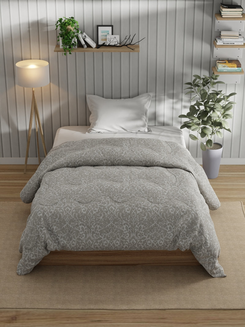 Super Fine 100% Egyptian Satin Cotton Comforter For All Weather <small> (floral-taupe)</small>