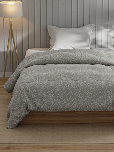 Super Fine 100% Egyptian Satin Cotton Comforter For All Weather <small> (floral-taupe)</small>