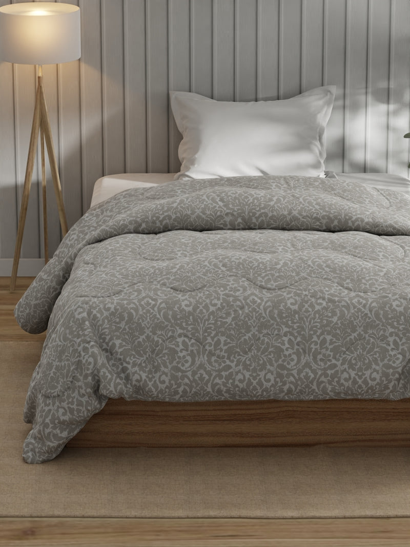 Super Fine 100% Egyptian Satin Cotton Comforter For All Weather <small> (floral-taupe)</small>