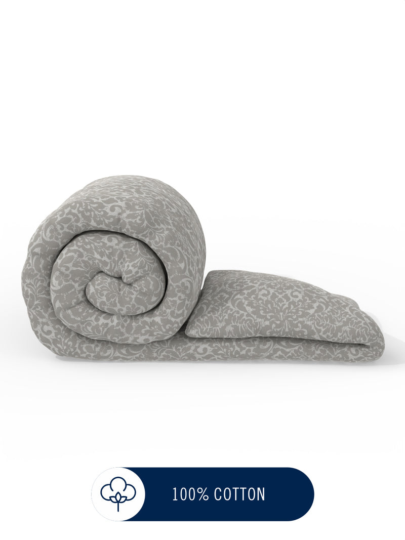 Super Fine 100% Egyptian Satin Cotton Comforter For All Weather <small> (floral-taupe)</small>