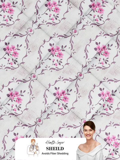 Super Soft 100% Natural Cotton Fabric Double Comforter For Winters <small> (floral-white/pink)</small>