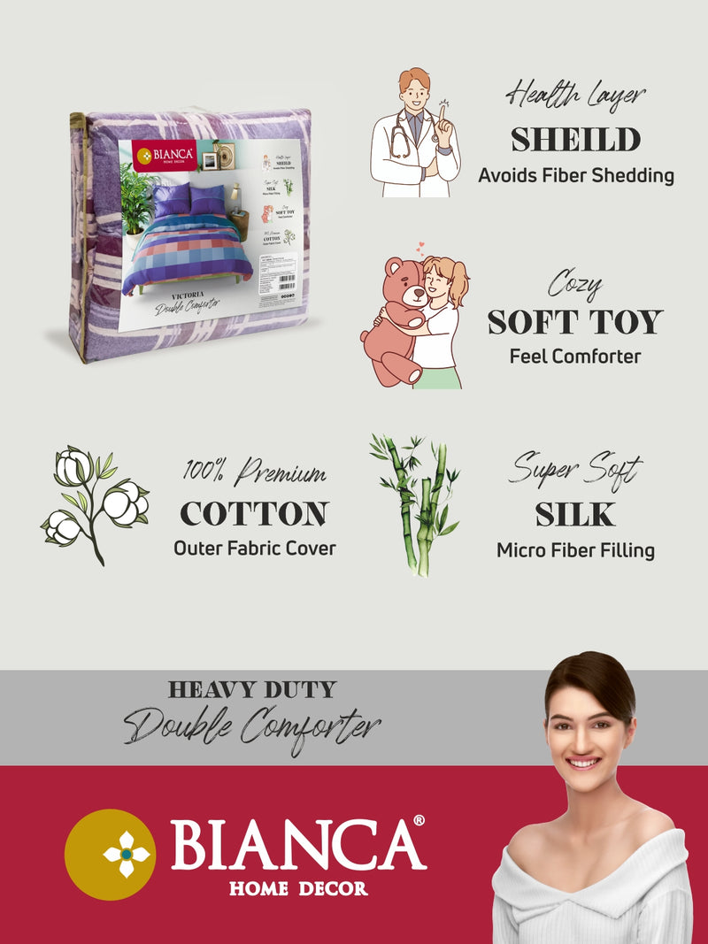 Super Soft 100% Natural Cotton Fabric Double Comforter For Winters <small> (floral-white/pink)</small>
