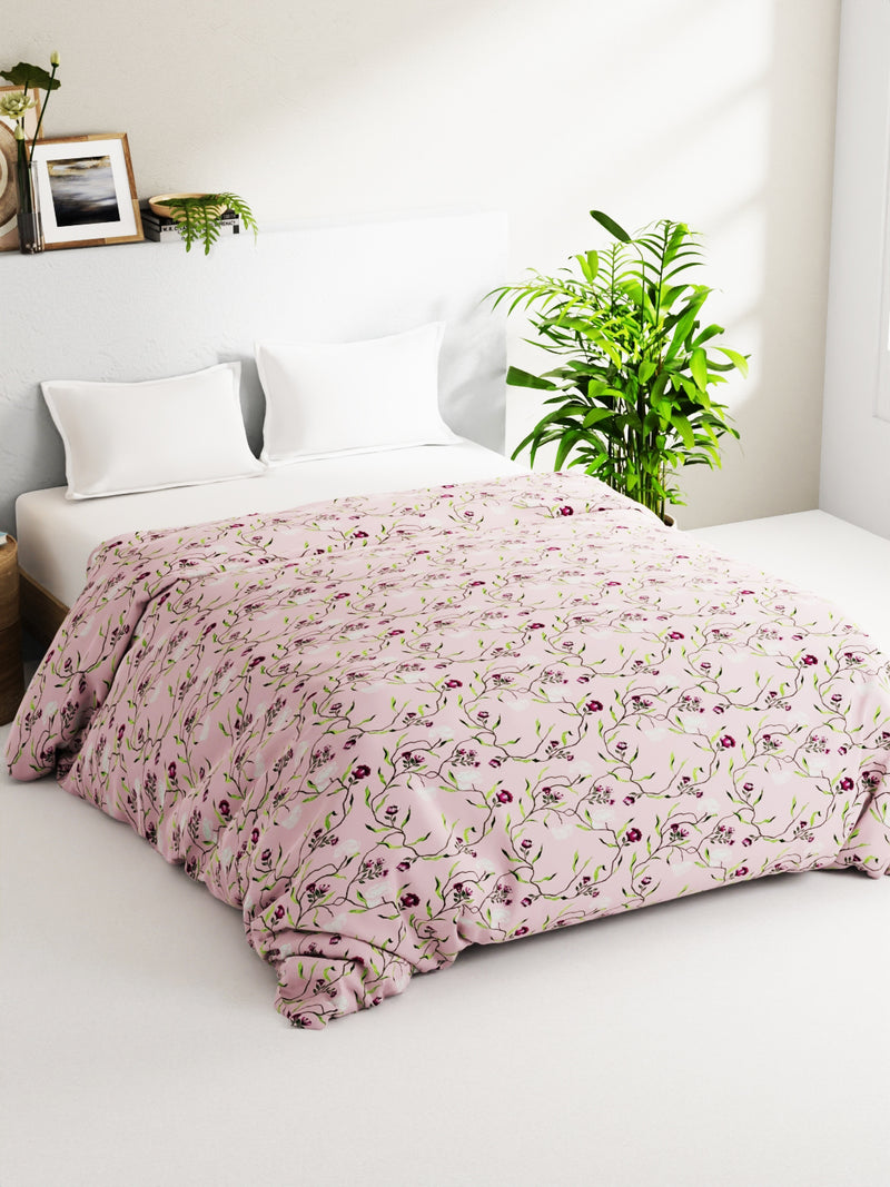 Super Soft 100% Natural Cotton Fabric Comforter For All Weather <small> (floral-pink)</small>