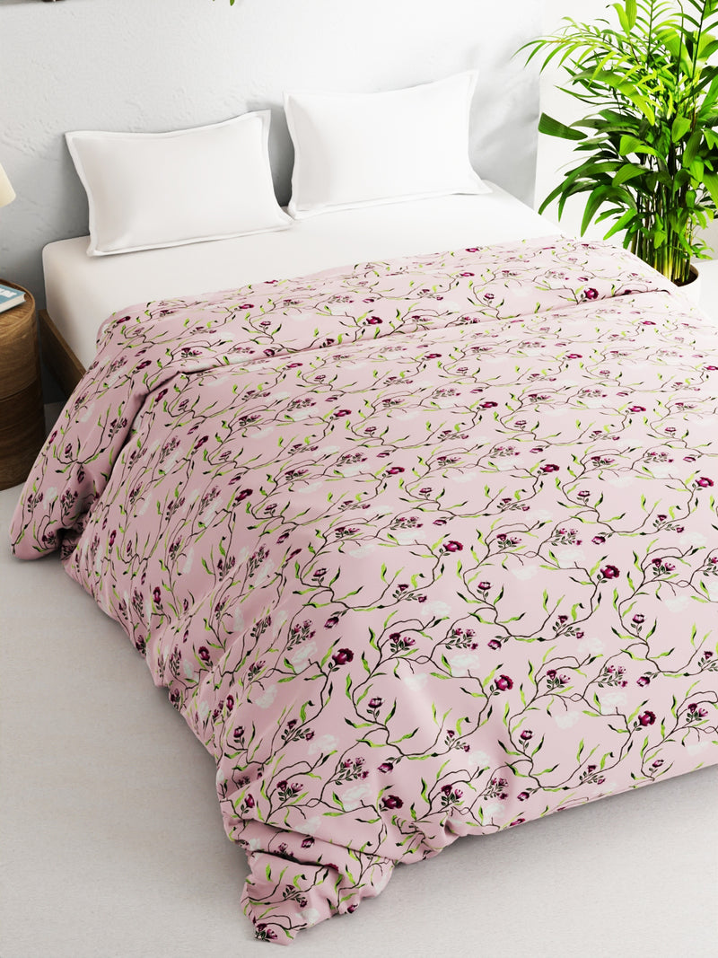 Super Soft 100% Natural Cotton Fabric Comforter For All Weather <small> (floral-pink)</small>
