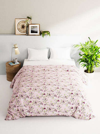 Super Soft 100% Natural Cotton Fabric Comforter For All Weather <small> (floral-pink)</small>