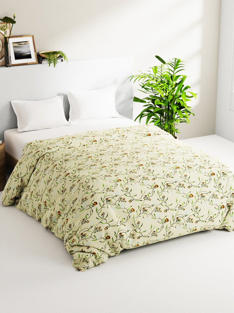 Super Soft 100% Natural Cotton Fabric Double Comforter For Winters <small> (floral-lt.yellow)</small>