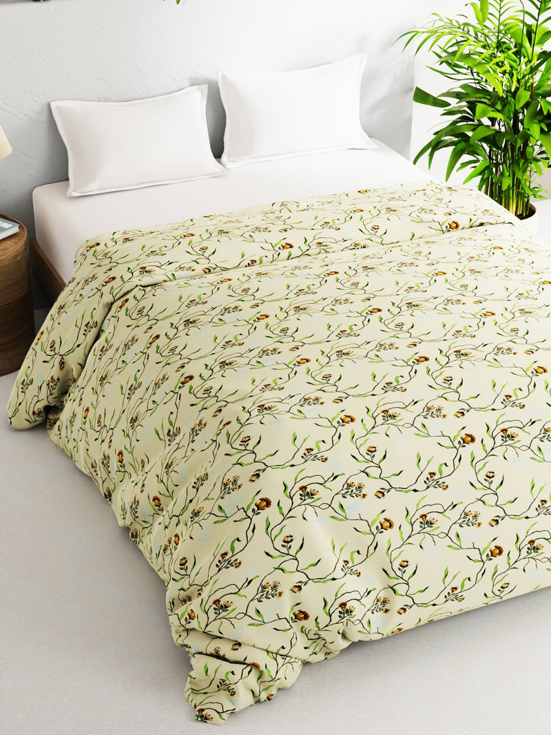 Super Soft 100% Natural Cotton Fabric Double Comforter For Winters <small> (floral-lt.yellow)</small>