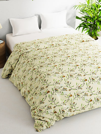 Super Soft 100% Natural Cotton Fabric Comforter For All Weather <small> (floral-lt.yellow)</small>