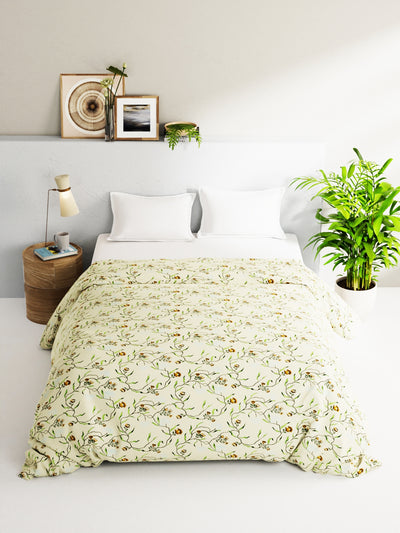 Super Soft 100% Natural Cotton Fabric Comforter For All Weather <small> (floral-lt.yellow)</small>