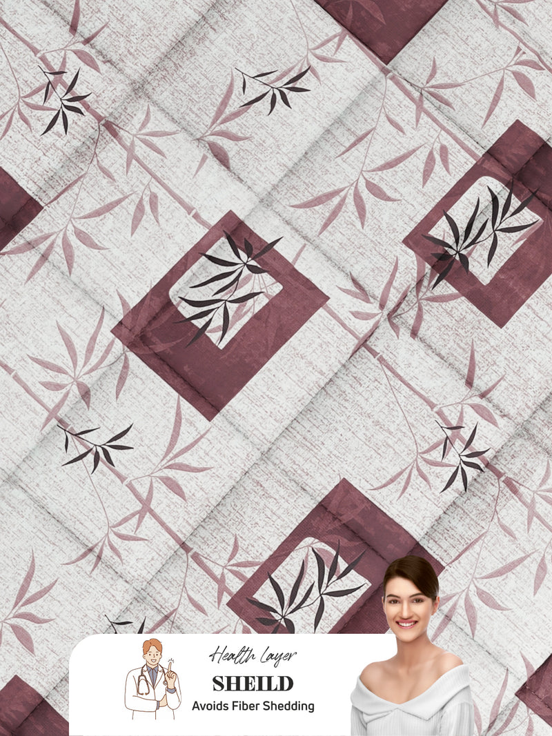 Super Soft 100% Natural Cotton Fabric Double Comforter For Winters <small> (geometric-plum)</small>