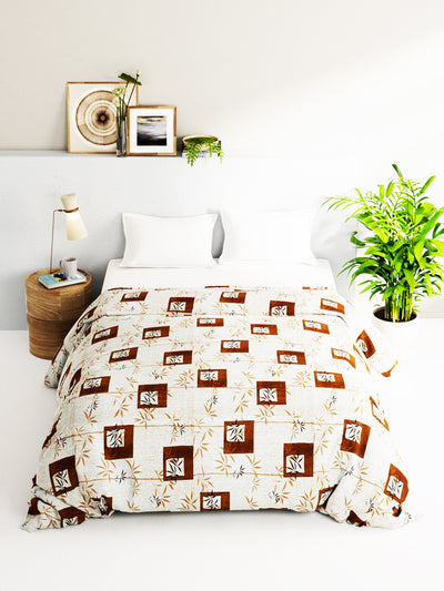 Super Soft 100% Natural Cotton Fabric Double Comforter For Winters <small> (geometric-brown)</small>