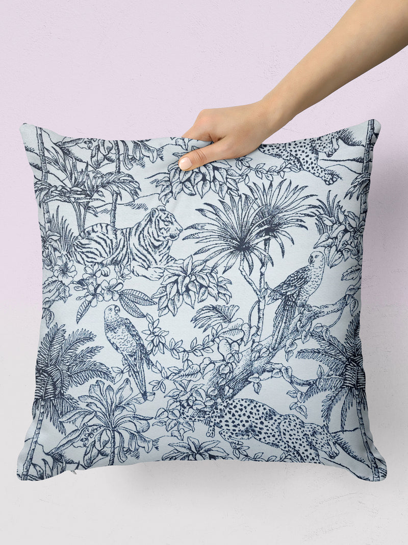 Decorative Hand Loom Cotton Jute Cushion Covers <small> (floral-grey/black)</small>