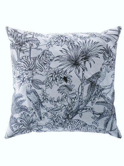 Decorative Hand Loom Cotton Jute Cushion Covers <small> (floral-grey/black)</small>