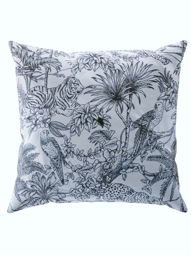 Decorative Hand Loom Cotton Jute Cushion Covers <small> (floral-grey/black)</small>