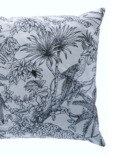 Decorative Hand Loom Cotton Jute Cushion Covers <small> (floral-grey/black)</small>