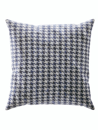 Decorative Hand Loom Cotton Jute Cushion Covers <small> (geometric-blue/ivory)</small>