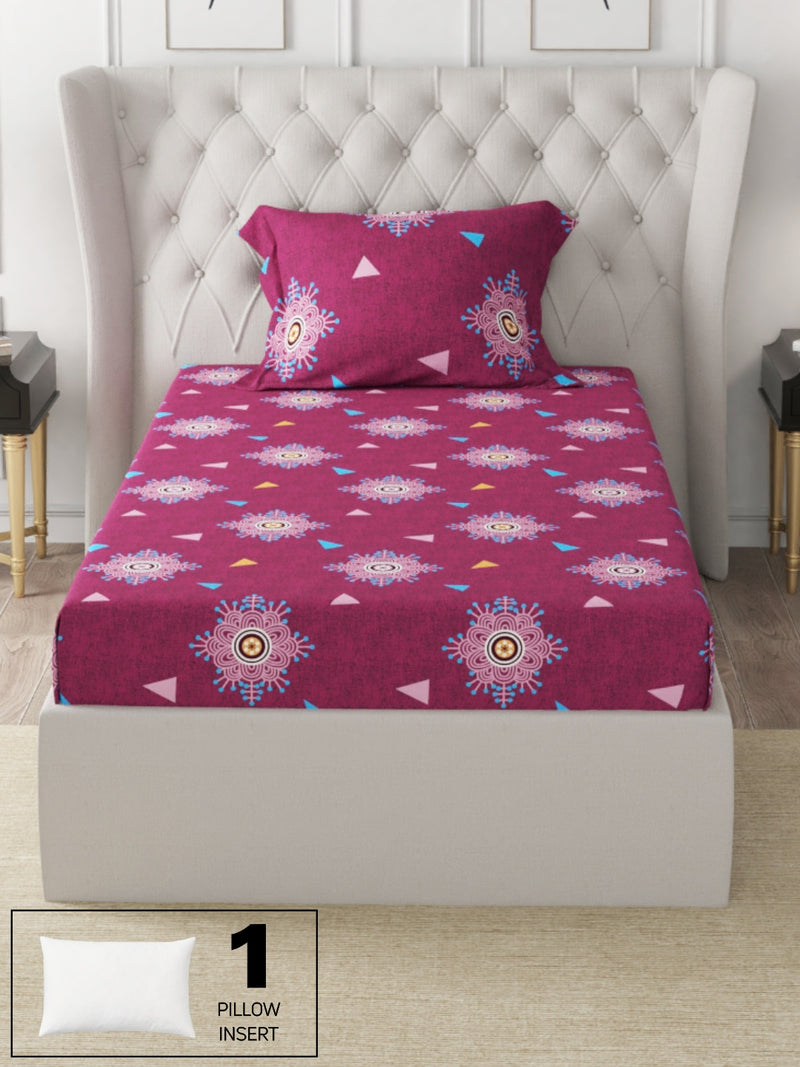 Extra Smooth Micro Single Bedsheet With 1 Cover + 1 Pillow <small> (geometric-rd)</small>