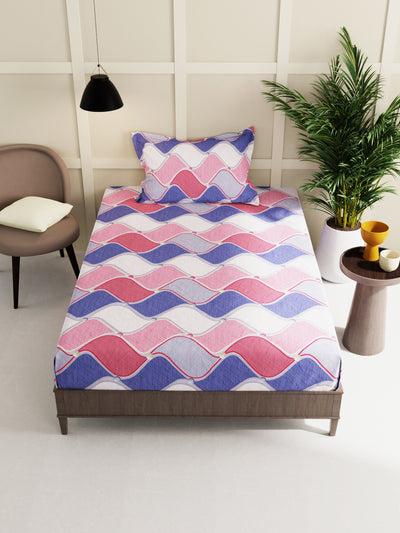 Extra Smooth Micro 2 Single Bedsheet With 2 Pillow Cover <small> (abstract-blue/multi)</small>