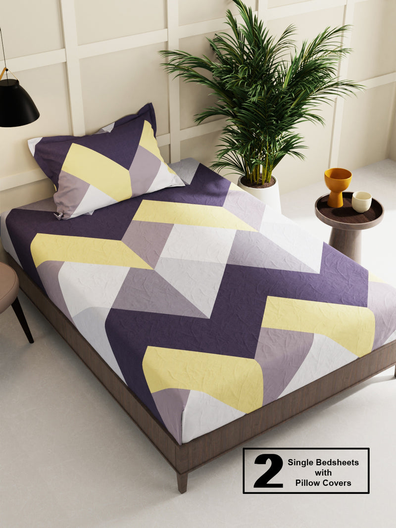 Extra Smooth Micro 2 Single Bedsheet With 2 Pillow Cover <small> (geometric-mutli)</small>