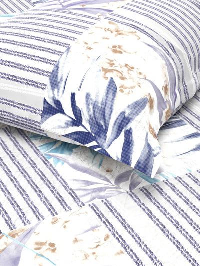 Extra Smooth Micro 2 Single Bedsheet With 2 Pillow Cover <small> (stripe-blue/multi)</small>