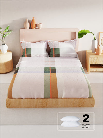 Bamboo Micro King Bedsheet With 2 Pillow Covers <small> (checks-multi)</small>