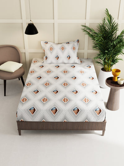 Extra Smooth Micro 2 Single Bedsheet With 2 Pillow Cover <small> (geometric-black/white)</small>