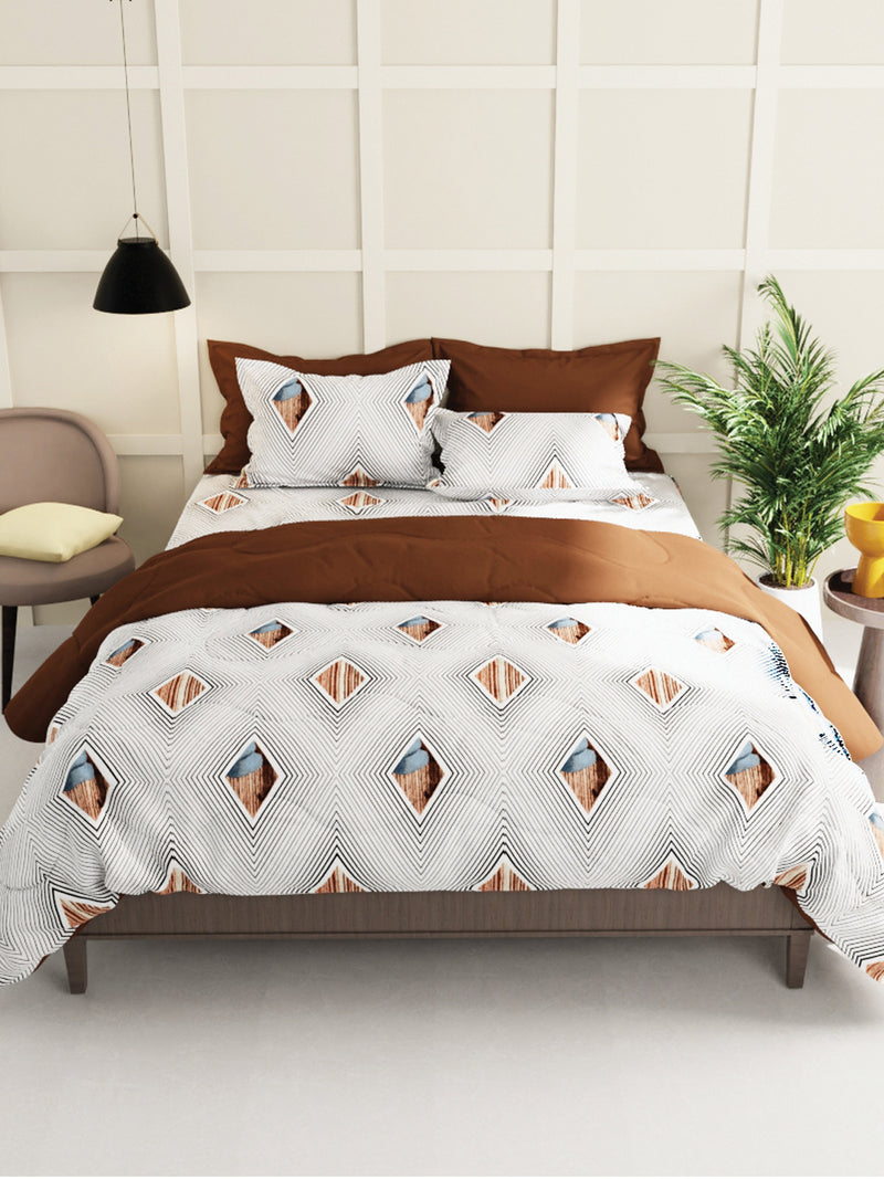 Extra Smooth Micro 2 Single Bedsheet With 2 Pillow Cover <small> (geometric-black/white)</small>