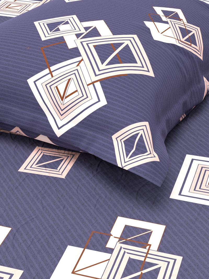Extra Smooth Micro 2 Single Bedsheet With 2 Pillow Cover <small> (geometric-slate/multi)</small>