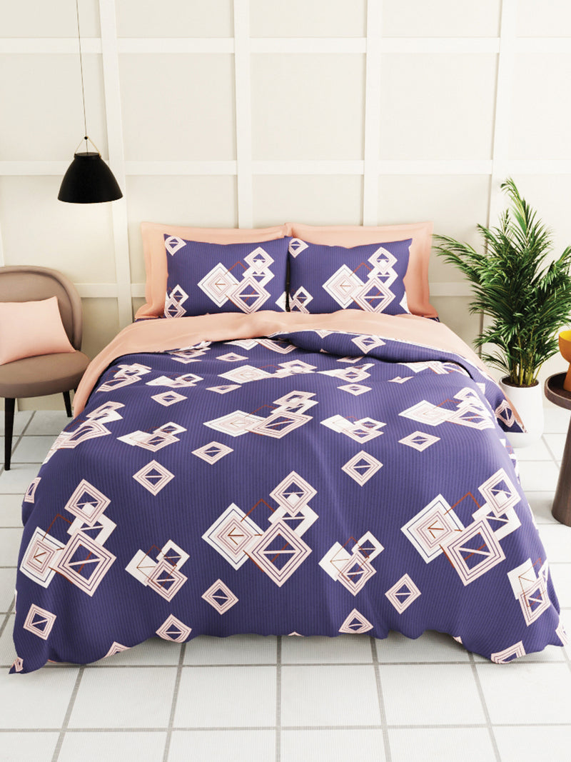 Extra Smooth Micro 2 Single Bedsheet With 2 Pillow Cover <small> (geometric-slate/multi)</small>