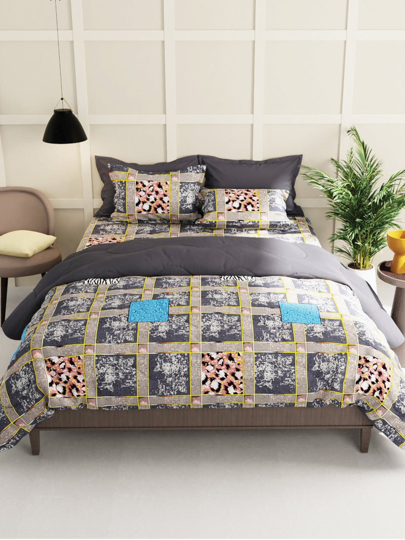 Extra Smooth Micro 2 Single Bedsheet With 2 Pillow Cover <small> (geometric-darkgrey)</small>