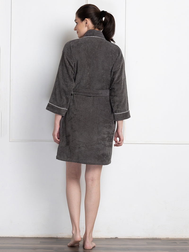 Luxurious Ultra Soft Bath Robe <small> (solid-navy/dark grey)</small>