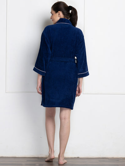 Luxurious Ultra Soft Bath Robe <small> (solid-navy/coral)</small>