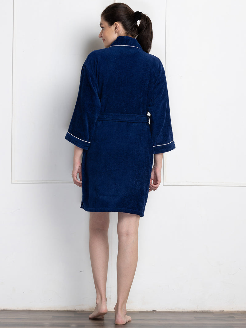 Luxurious Ultra Soft Bath Robe <small> (solid-navy/coral)</small>