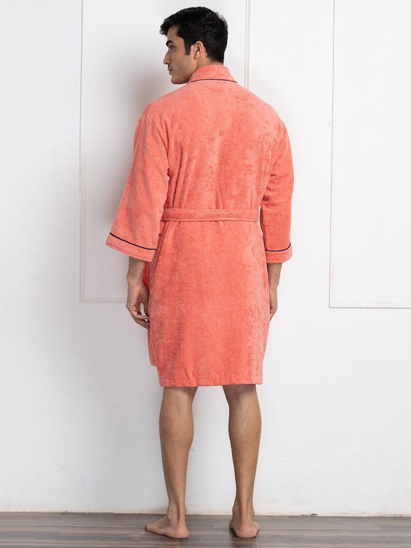 Luxurious Ultra Soft Bath Robe <small> (solid-navy/coral)</small>